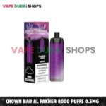 Crown Bar Al Fakher 8000 Puffs 0.5mg Nicotine Disposable Vape in Dubai – Buy Now