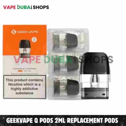 GEEKVAPE Q Pods 2ml Replacement Pods 0.6ohm, 0.8ohm, 1.2ohm – 3PCS Per Pack in Dubai – Buy Now