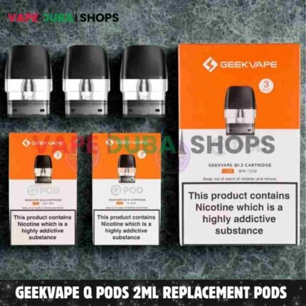 GEEKVAPE Q Pods 2ml Replacement Pods 0.6ohm, 0.8ohm, 1.2ohm – 3PCS Per Pack in Dubai – Buy Now