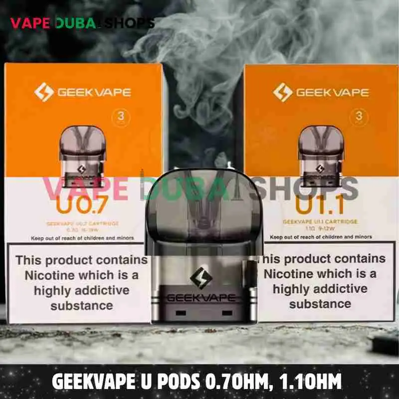 GEEKVAPE U Pods 0.7ohm, 1.1ohm Pod Cartridge 2ml Replacement Pod – 3 PCS Per Pack in Dubai – Buy Now GEEKVAPE U Pods 0.7ohm, 1.1ohm Pod Cartridge 2ml Replacement Pod – 3 PCS Per Pack in Dubai – Buy Now