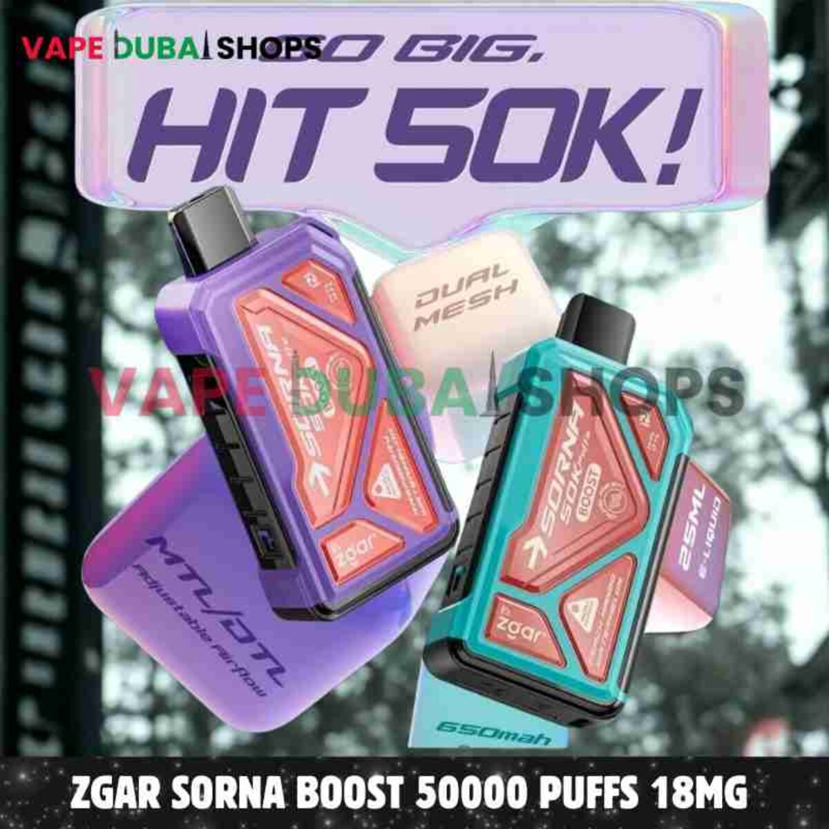 ZGAR Sorna Boost 50000 Puffs 18mg Nicotine Disposable Vape