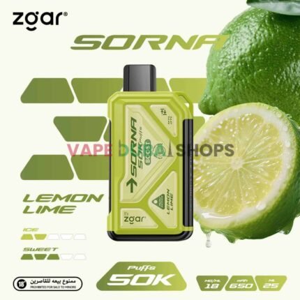 ZGAR Sorna Boost 50000 Puffs 18mg Nicotine Disposable Vape in Dubai – Buy Now-lemon-lime