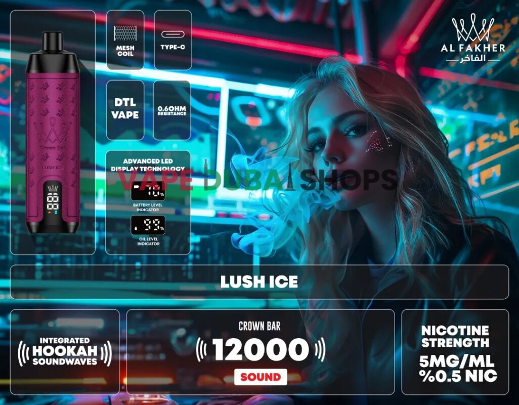 AL-FAKHER-Crown-Bar-12000-Puffs-Disposable-Vape-in-Dubai-LUSH-ICE