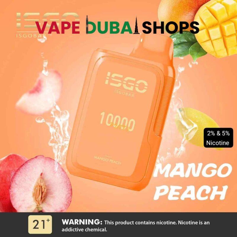 ISGOBAR-10000-Puffs-disposable-vape-2-nicotine-strength-in-UAE-mango peach