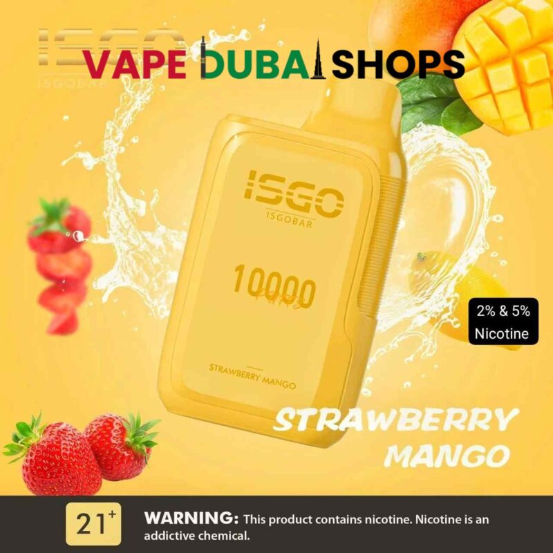 ISGOBAR-10000-Puffs-disposable-vape-5-nicotine-strength-in-UAE-strawberry mango