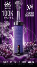 Sultan xtra shisha Dtl 100k puffs 2mg nicotine triple mesh vape __grape