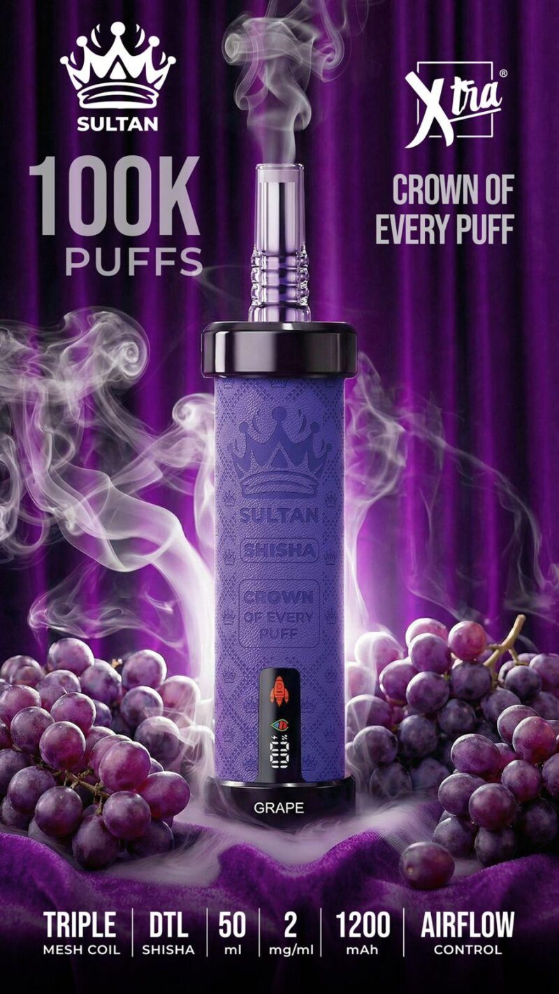 Sultan Xtra Shisha 100k puffs 2mg vape in Dubai