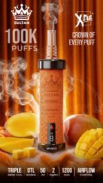 Sultan xtra shisha Dtl 100k puffs 2mg nicotine triple mesh vape __mango