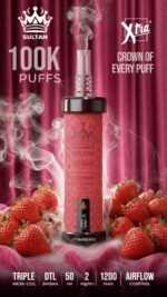 Sultan xtra shisha Dtl 100k puffs 2mg nicotine triple mesh vape __strawberry