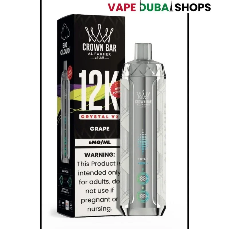 Al-Fakher-Crown-Bar-12K-Crystal-V2-Disposable-Vape-12000-Puffs-in-UAE-grape.