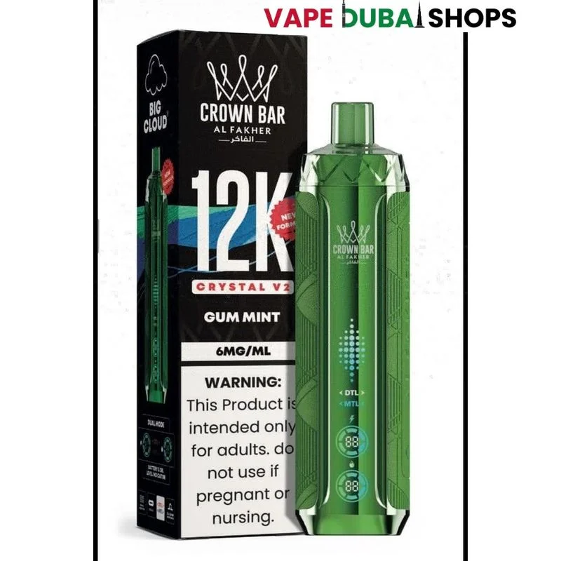 Al-Fakher-Crown-Bar-12K-Crystal-V2-Disposable-Vape-12000-Puffs-in-UAE-gum-mint