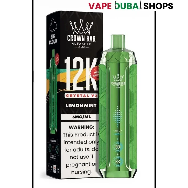 Al-Fakher-Crown-Bar-12K-Crystal-V2-Disposable-Vape-12000-Puffs-in-UAE-lemon-mint