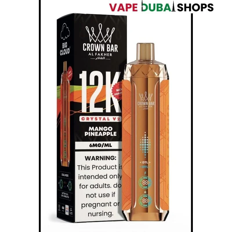 Al-Fakher-Crown-Bar-12K-Crystal-V2-Disposable-Vape-12000-Puffs-in-UAE-mango-pineapple