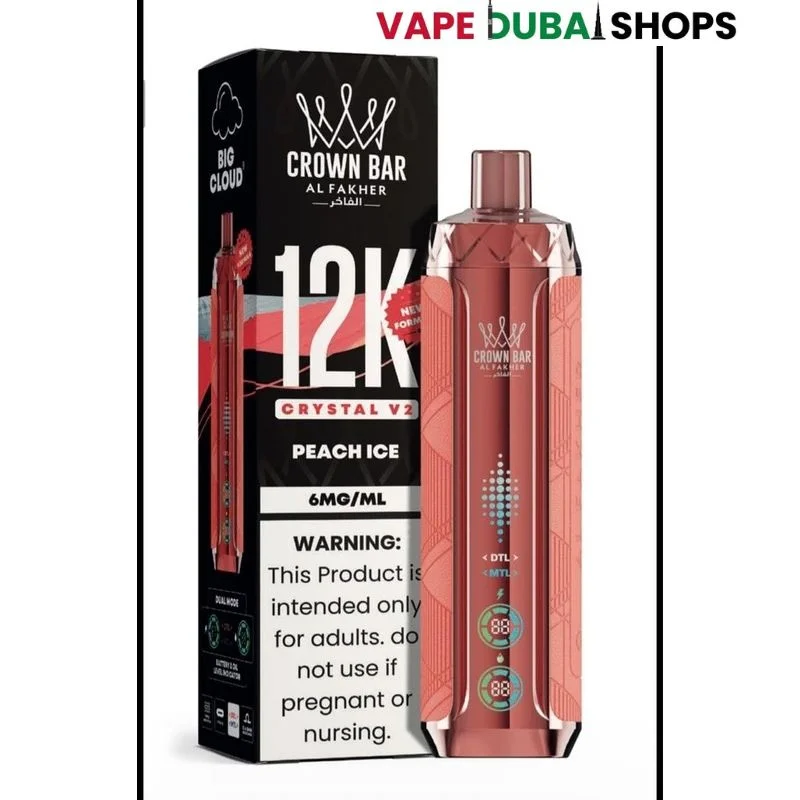 Al-Fakher-Crown-Bar-12K-Crystal-V2-Disposable-Vape-12000-Puffs-in-UAE-peach-ice