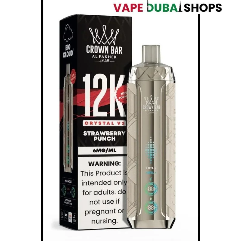 Al-Fakher-Crown-Bar-12K-Crystal-V2-Disposable-Vape-12000-Puffs-in-UAE-strawberry-punch