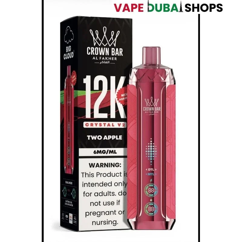 Al-Fakher-Crown-Bar-12K-Crystal-V2-Disposable-Vape-12000-Puffs-in-UAE-two-apple