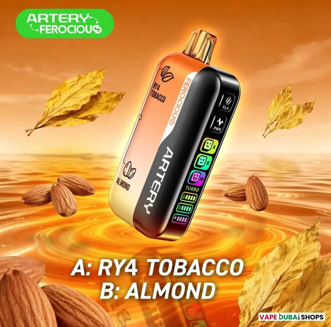 artery-ferocious-60000-puffs-disposable-vape-ry4-tobacco-almond